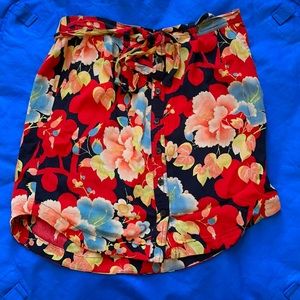 Loft red and black flowy skirt